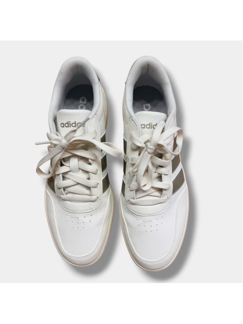 Adidas Women’s Size 10 White Silver Stripe Sneakers Casual Lace Up Shoes - Picture 8 of 12